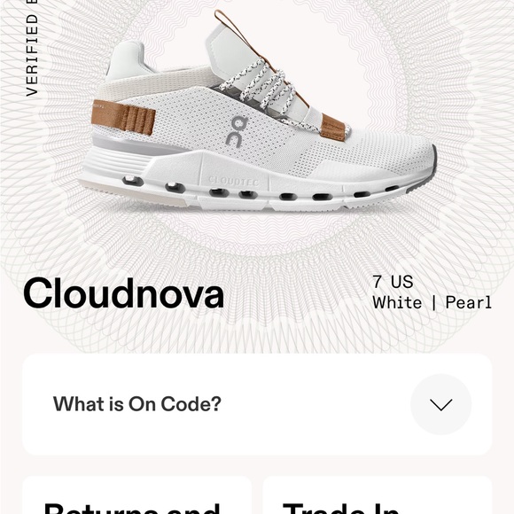 On cloud-  cloudnova tennis shoes size 7 , white|pearl - Picture 6 of 6